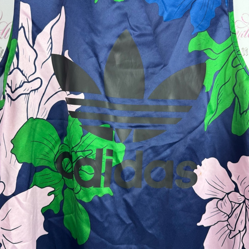 Adidas Women's Floral Tank Top - Navy and Green - Picture 4 of 6